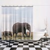 Modern Elephant Print Bath Curtain For Elegant Shower Room 