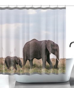 Modern Elephant Print Bath Curtain For Elegant Shower Room