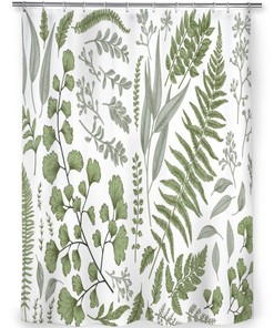 Modern Eucalyptus Leaf Shower Curtain, Waterproof Fabric Bathroom Curtain With Botanical Print