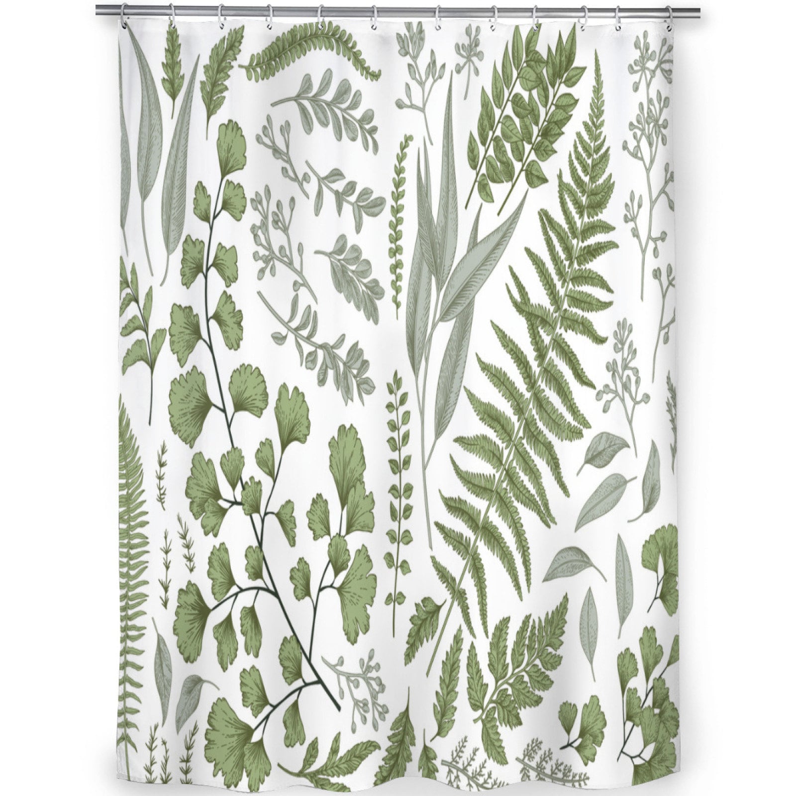 Modern Eucalyptus Leaf Shower Curtain, Waterproof Fabric Bathroom Curtain With Botanical Print