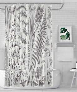 Modern Eucalyptus Leaf Shower Curtain, Waterproof Fabric Bathroom Curtain With Botanical Print