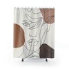 Modern Fabric Bathroom Shower Curtain With Geometric Line Art Print Design
