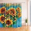 Modern Fabric Bathroom Shower Curtain with Oil Painting Sunflower Design, Waterproof - Unbranded