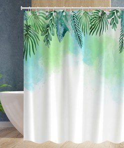 Modern Fabric Vine Shower Curtain -Leaf and Green Design, Waterproof and Durable
