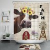 Modern Farmhouse Bathroom Accessory With Cow And Sunflower Shower Curtain - Rustic Decor For Bathroom