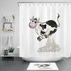 Modern Farmhouse Milk Bathroom Accessory - Funny Cow Shower Curtain For Rustic Decor