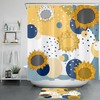 Modern Farmhouse Shower Curtain With Abstract Sunflowers Design For Chic Bathroom Decor