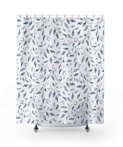 Modern Farmhouse Shower Curtain with Watercolor Print, 72x72 - Unique Bathroom Decor