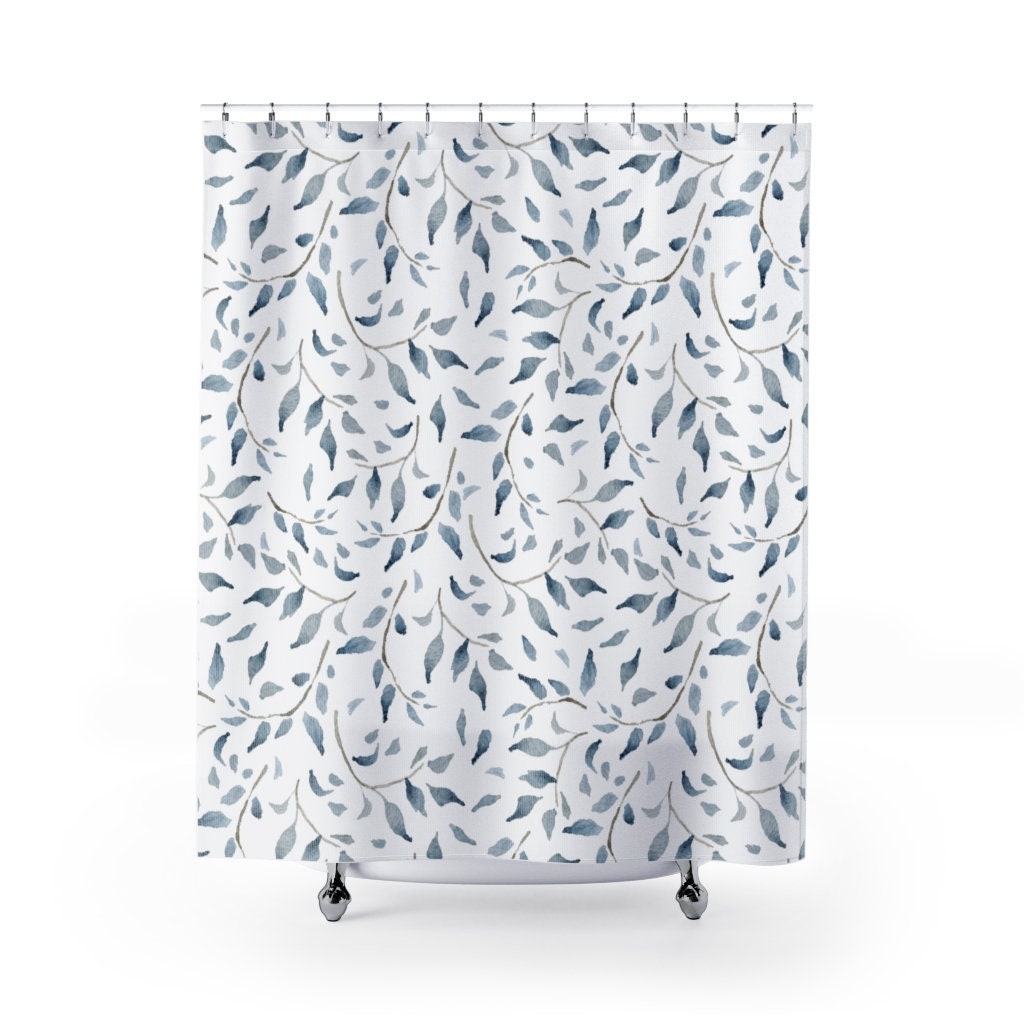 Modern Farmhouse Shower Curtain with Watercolor Print, 72x72 - Unique Bathroom Decor