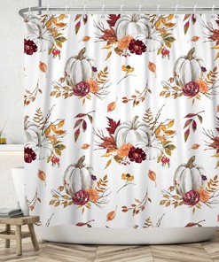 Modern Flamingo Floral Shower Curtain With Watercolor Design
