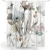 Modern Floral Shower Curtain with White, Grey, and Pink Flowers, 72x72 - Unique Bathroom Decor