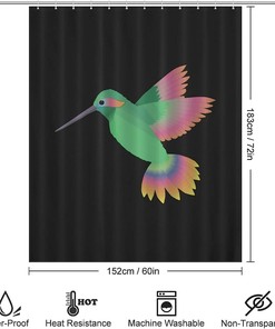 Modern Funny Hummingbird Shower Curtain For Durable Bathroom Decoration
