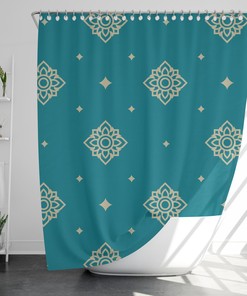 Modern Geometric Art Shower Curtain, Japanese Waterproof Fabric Bathroom Decor