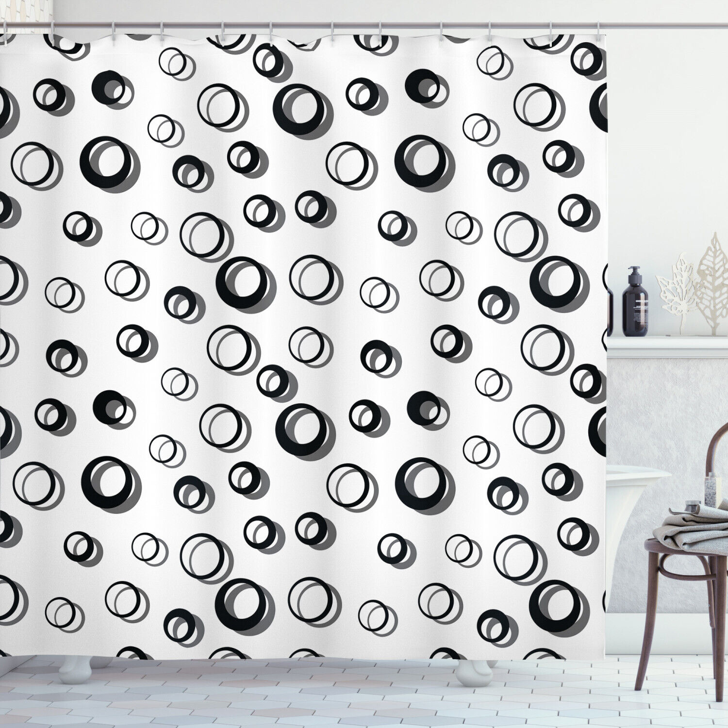 Modern Geometric Bathroom Curtain