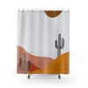 Modern Geometric Boho Cactus Shower Curtain, Housewarming Gift And Bathroom Decor