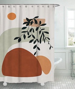 Modern Geometric Boho Shower Curtain, Housewarming Gift And Bathroom Decor