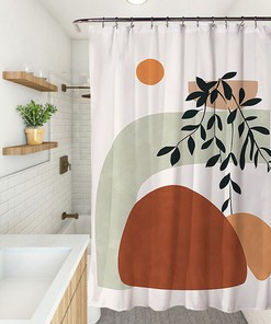 Modern Geometric Boho Shower Curtain, Housewarming Gift And Bathroom Decor
