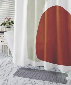Modern Geometric Boho Shower Curtain, Housewarming Gift And Bathroom Decor