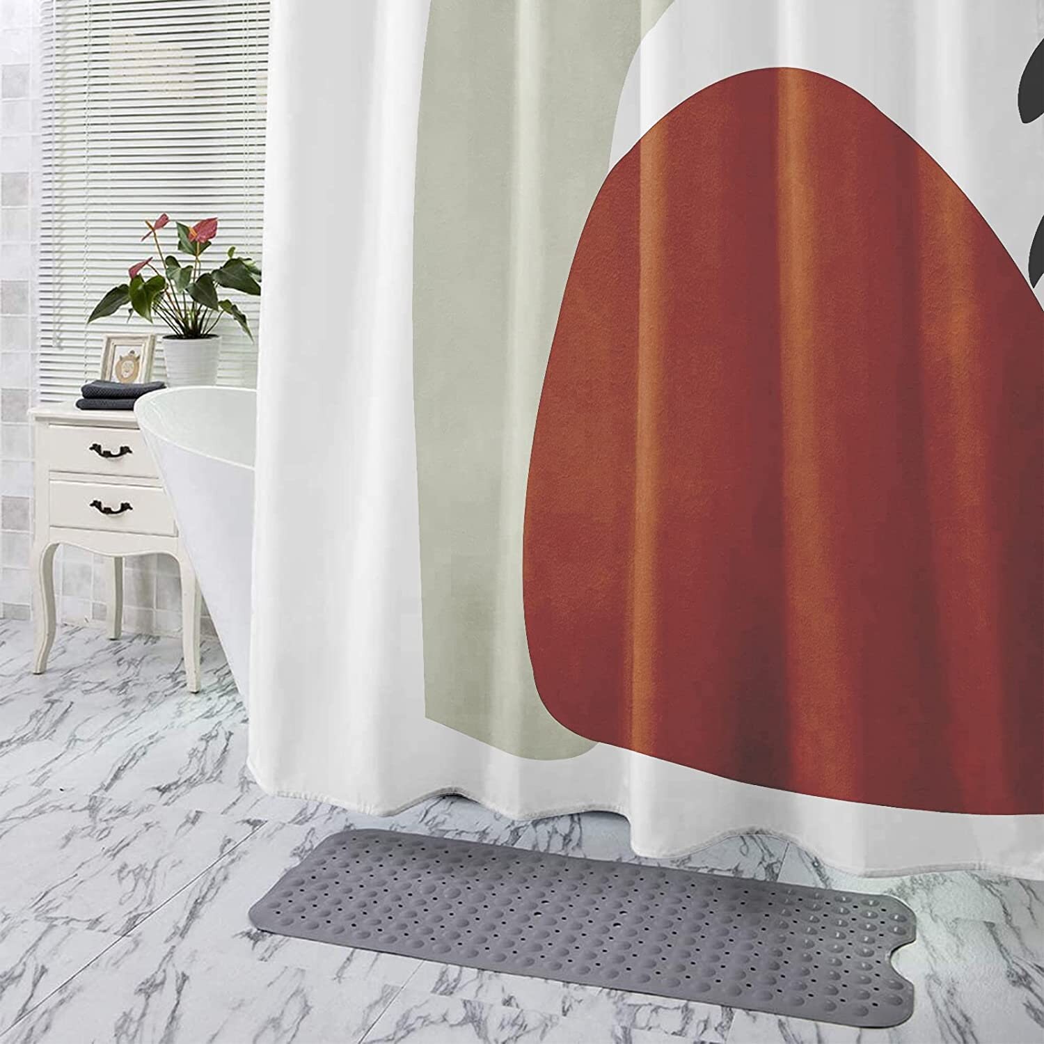 Modern Geometric Boho Shower Curtain, Housewarming Gift And Bathroom Decor