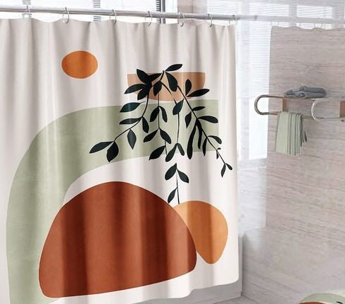 Modern Geometric Boho Shower Curtain, Housewarming Gift And Bathroom Decor