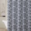 Modern Geometric Gray, Black & White Fabric Shower Curtain For Bathrooms 