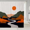 Modern Geometric Mountain Moon Shower Curtain For Girls, Women, And Youth.