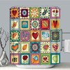 Modern Geometric Pattern Shower Curtain With Frame Design For Contemporary Bathroom Decor