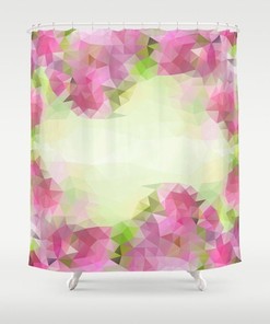 Modern Geometric Pink Flower Shower Curtain with Stunning Abstract Design for a Trendy Bathroom