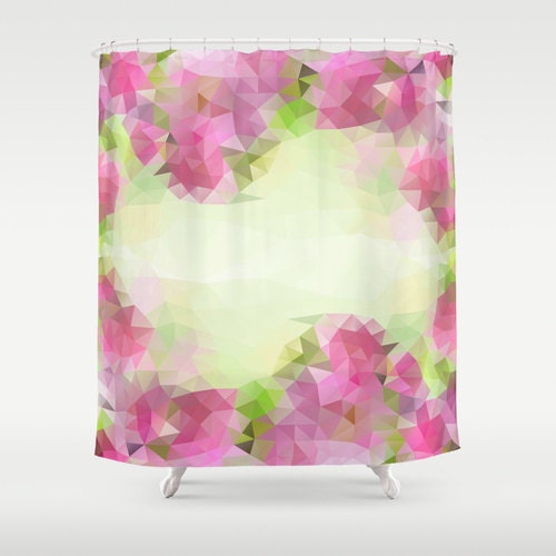 Modern Geometric Pink Flower Shower Curtain with Stunning Abstract Design for a Trendy Bathroom