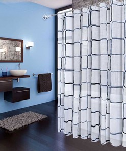 Modern Geometric Plaid Shower Curtain for Contemporary Bathroom Decor