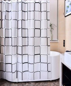 Modern Geometric Plaid Shower Curtain for Contemporary Bathroom Decor