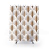 Modern Geometric Shower Curtain, Vintage Fan Pattern In White & Gold, Fresh Bathroom Decor