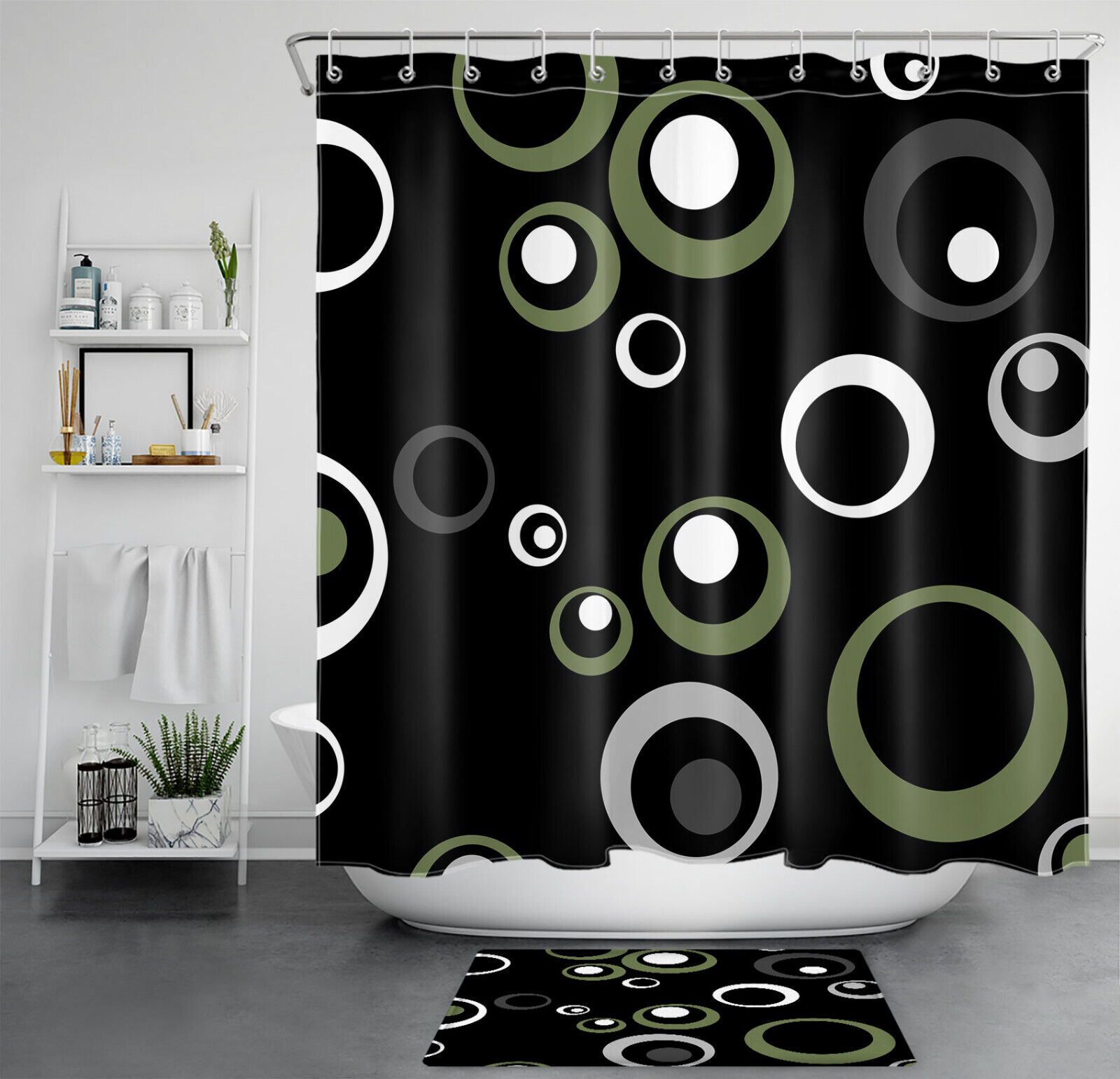 Modern Geometric Shower Curtain With Abstract Design