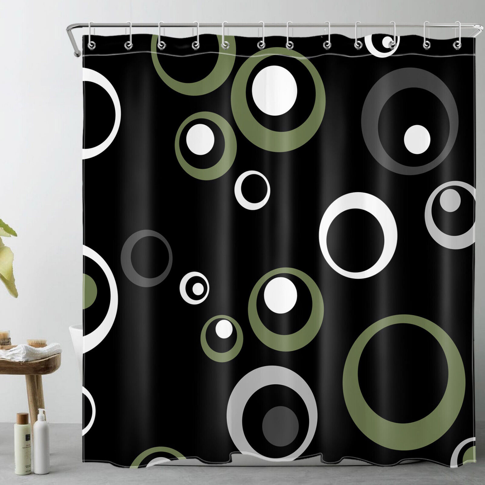 Modern Geometric Shower Curtain With Abstract Design - Image 2