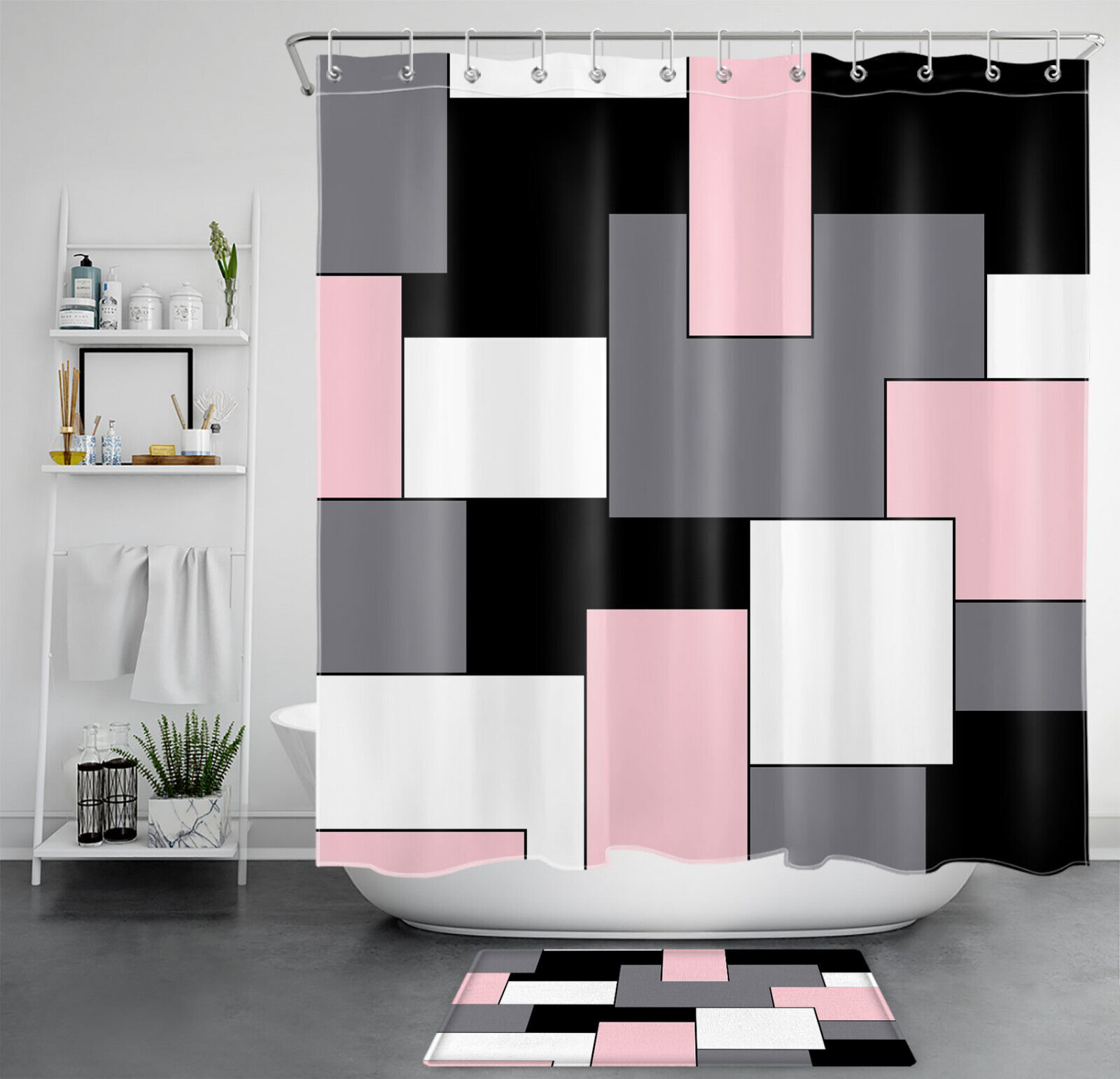 Modern Geometric Shower Curtain With Triangle Design
