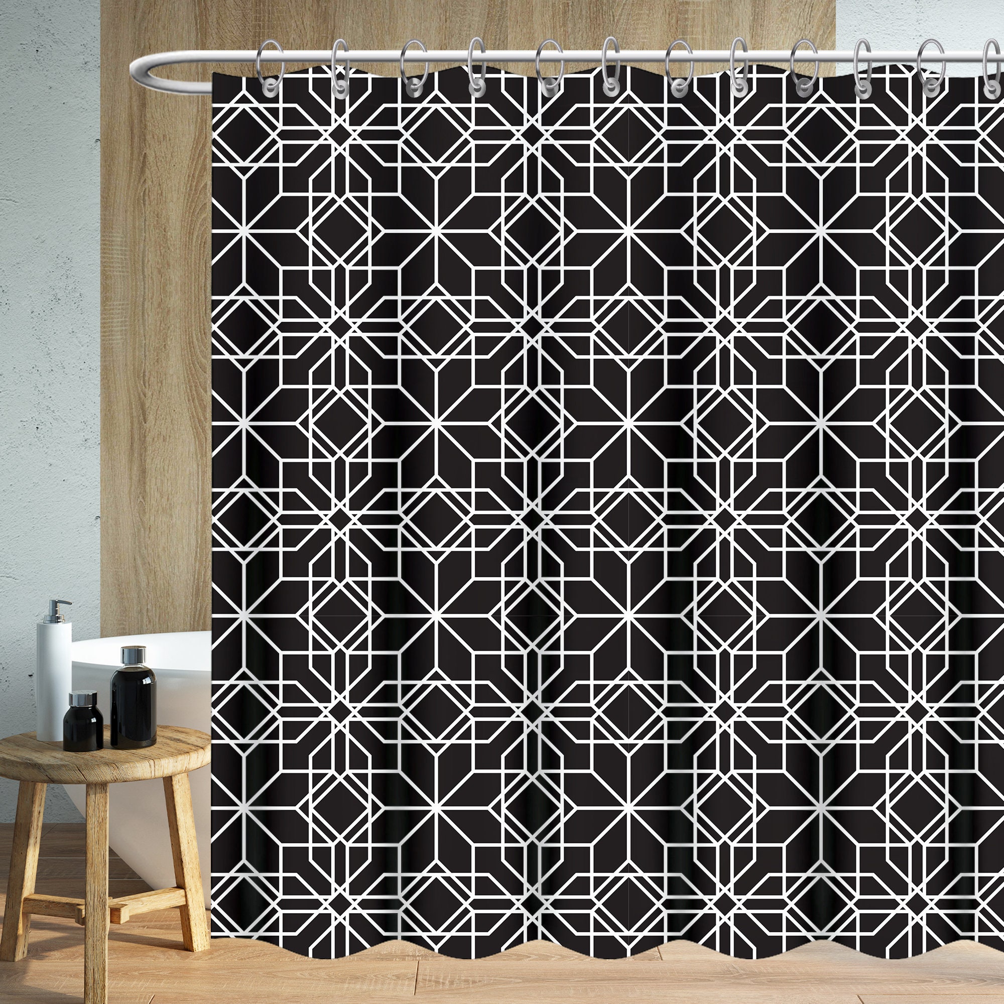 Modern Geometric Vector Pattern Shower Curtain For Chic Bathrooms