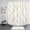 Modern Geometric Wavy Line Golden Stripe Shower Curtain, Perfect For Minimalist Bathroom Decor