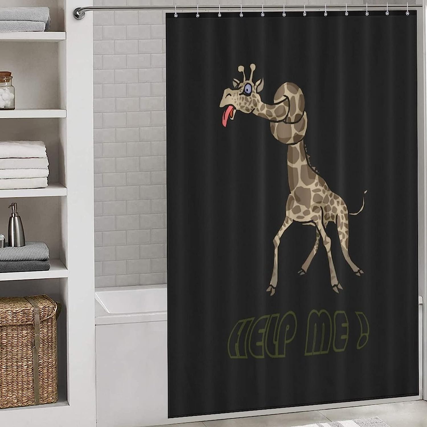 Modern Giraffe Knot Shower Curtain, Durable And Washable Fabric For Bathroom