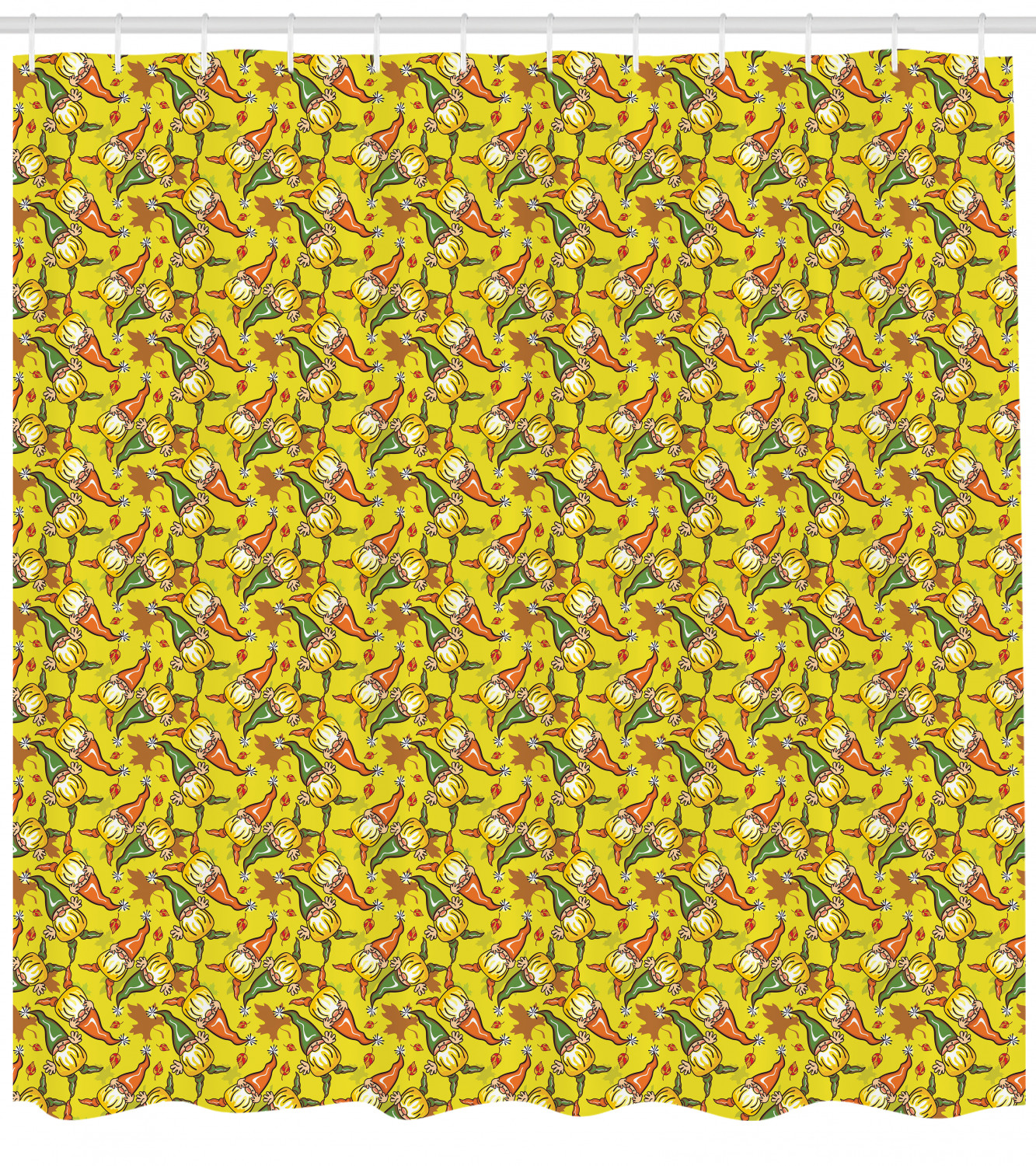 Modern Gnome Pattern Shower Curtain Fabric With Durable Waterproof Fabric For Bathroom Decor