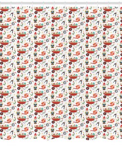 Modern Gnome Pattern Shower Curtain Fabric With Durable Waterproof Fabric For Bathroom Decor
