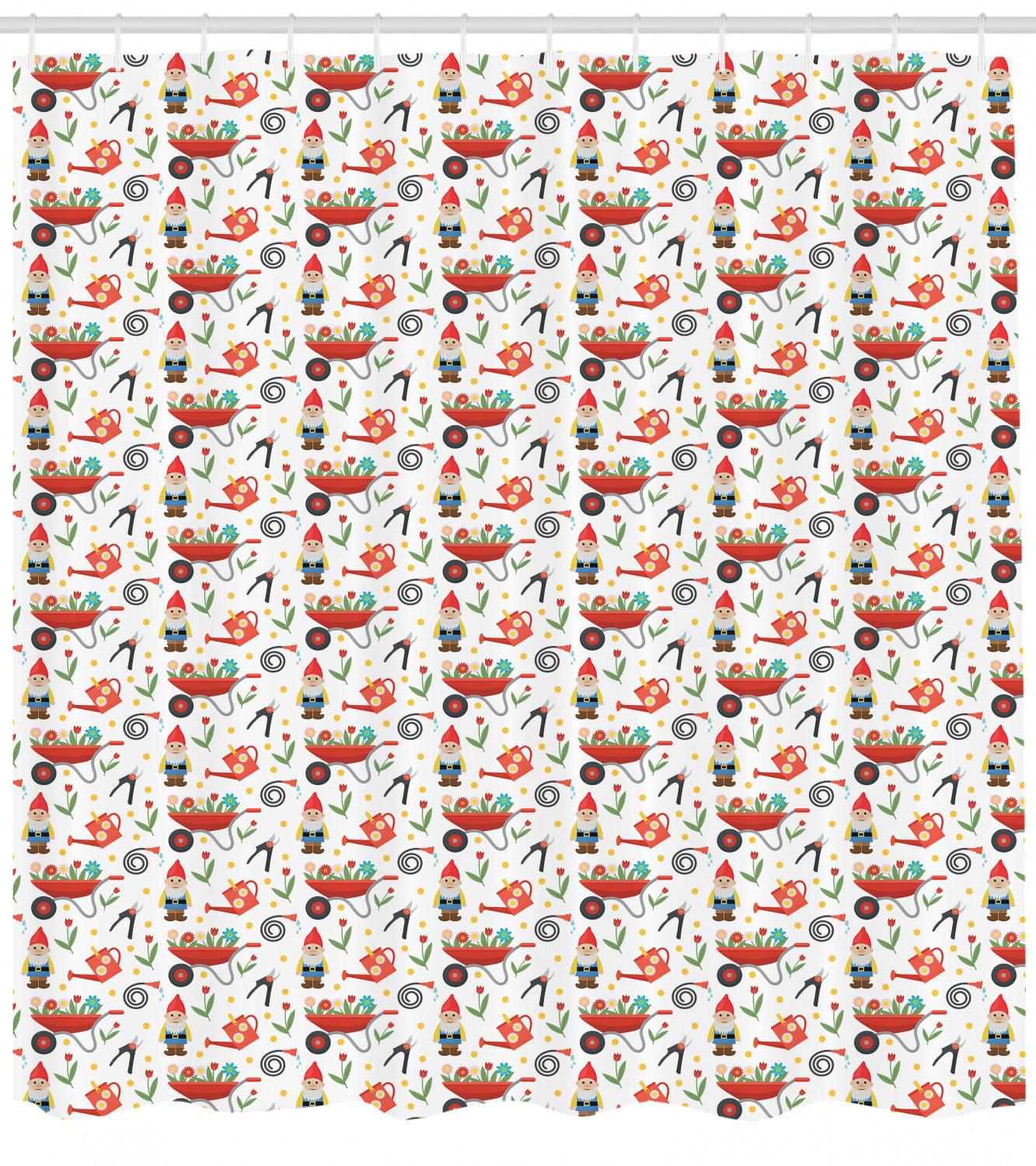 Modern Gnome Pattern Shower Curtain Fabric With Durable Waterproof Fabric For Bathroom Decor