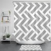 Modern Gray Geometric Abstract Art Shower Curtain for Sleek Bathroom Decor