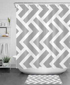 Modern Gray Geometric Abstract Art Shower Curtain for Sleek Bathroom Decor
