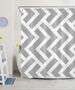 Modern Gray Geometric Abstract Art Shower Curtain for Sleek Bathroom Decor