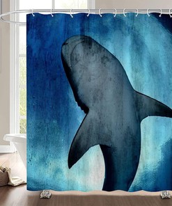 Modern Great White Shark Fabric Shower Curtain for a Bold Bathroom Statement