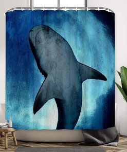 Modern Great White Shark Fabric Shower Curtain for a Bold Bathroom Statement
