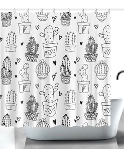 Modern Green Cactus Shower Curtain 