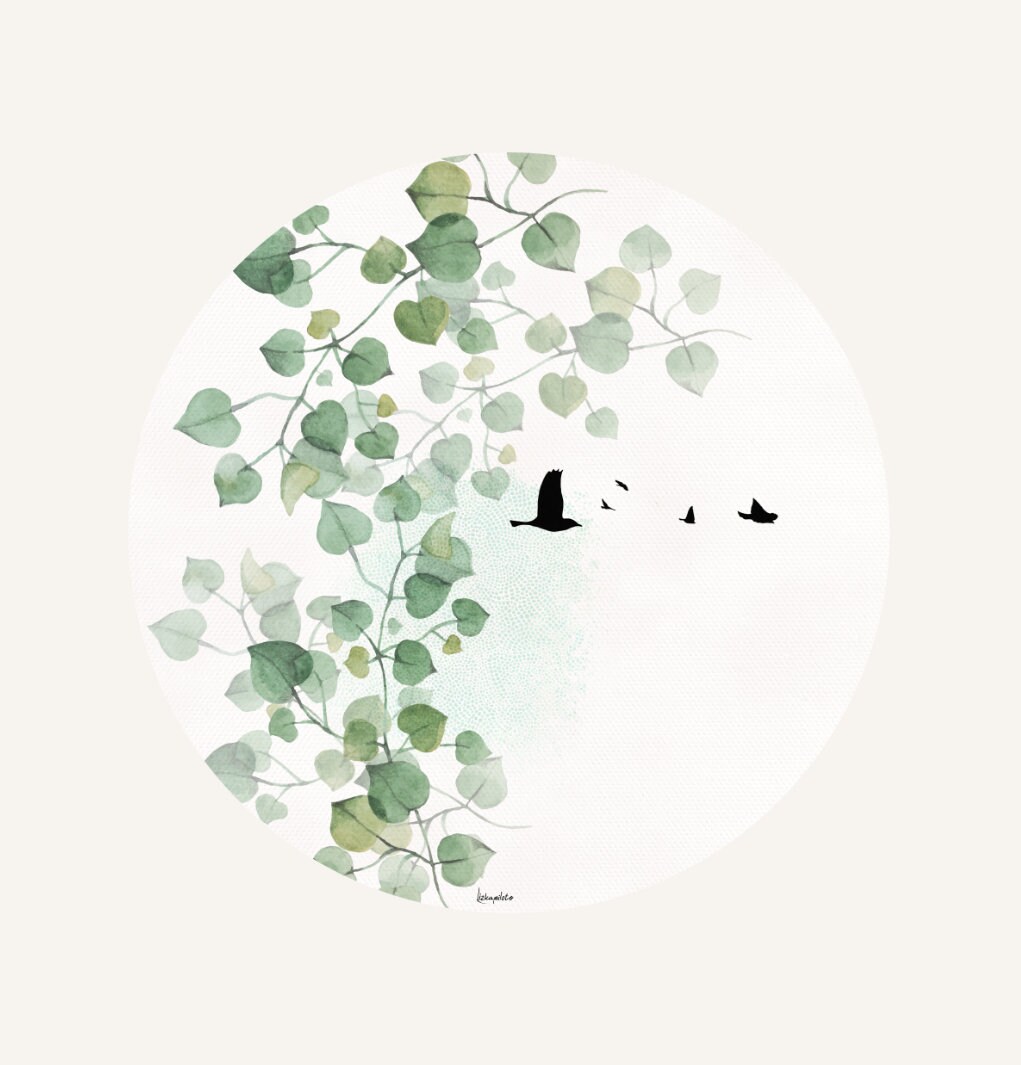 Modern Green Leaves Shower Curtain for Minimalist Bathrooms