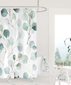 Modern Greenery Eucalyptus Leaves Shower Curtain Set With Waterproof Fabric For Fresh Bathroom Decor