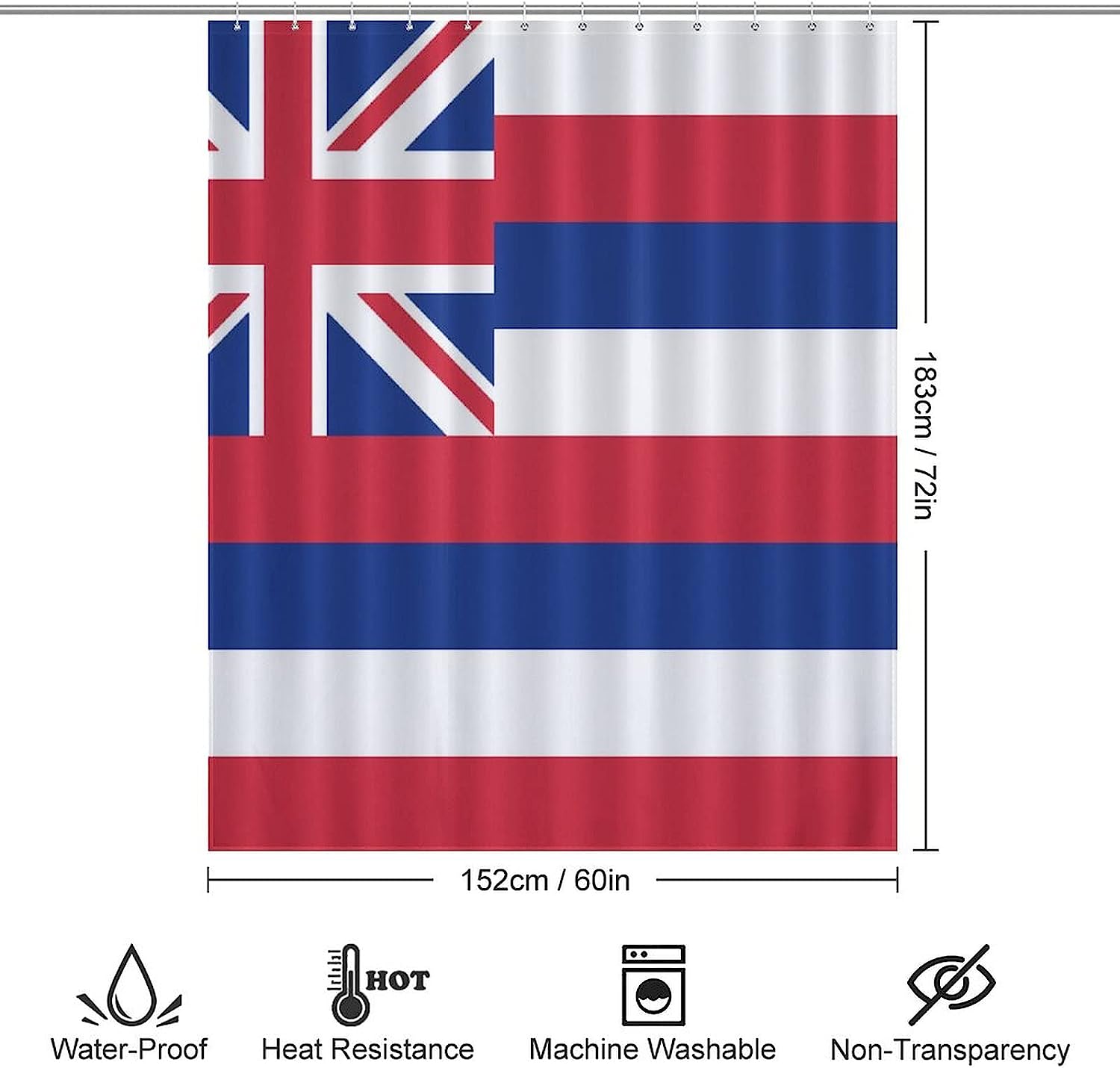 Modern Hawaii Flag Shower Curtain For Durable And Washable Bathrooms